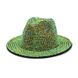 Шляпа Федора унисекс Crystal с камнями и устойчивыми полями зеленая, В наличии, Зеленый, One Size
