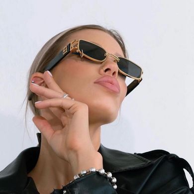 Сонцезахисні окуляри унісекс із кільцем Classic чорні із золотом фото