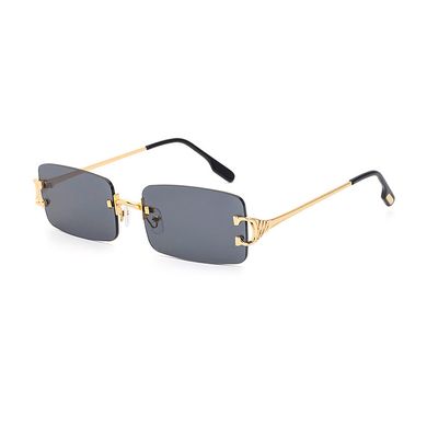 Сонцезахисні окуляри унісекс без оправи Gentle чорні із золотом фото