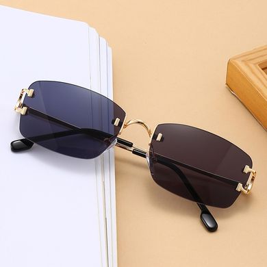 Сонцезахисні окуляри унісекс без оправи Gentle чорні із золотом фото