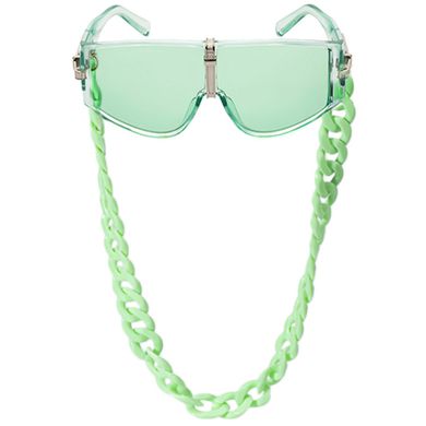 Сонцезахисні окуляри маска з ланцюжком Mask зелені фото