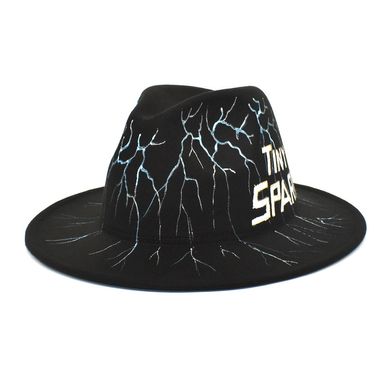 Шляпа Федора унисекс Graffiti Tiny Spark с устойчивыми полями черная фото