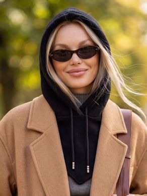 Жіночий капор Sheepskin з екохутра та коміром чорний фото
