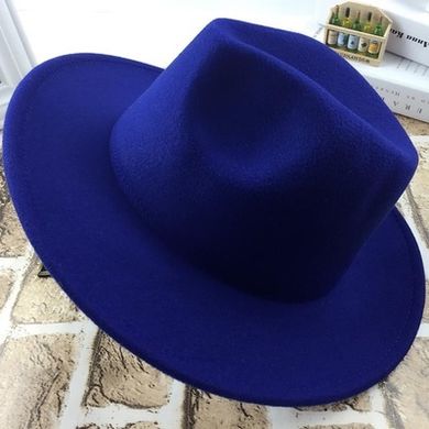 Шляпа унисекс Федора с устойчивыми полями синяя (электрик) фото