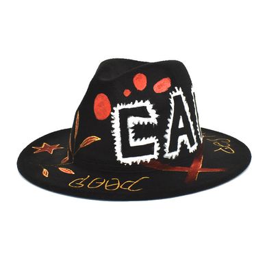 Шляпа Федора унисекс Graffiti Cap с устойчивыми полями черная фото