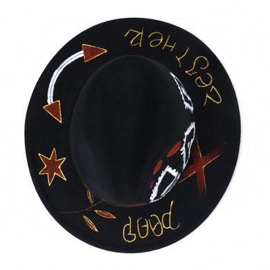 Шляпа Федора унисекс Graffiti Cap с устойчивыми полями черная фото