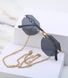Солнцезащитные очки восьмигранные без оправы c цепочкой Ventus черные с золотом, Черный, One Size