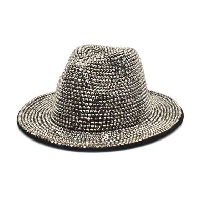 Шляпа Федора унисекс Crystal с камнями и устойчивыми полями черная фото