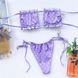 Купальник раздельный Шторки с завязками в горошек фиолетовый