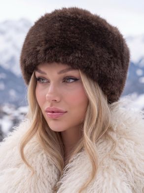 Шапка тепла Sable хутряна з відворотом коричнева (шоколад) фото