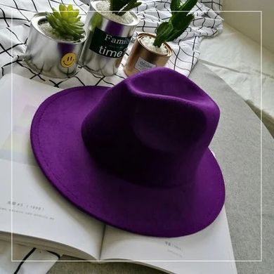 Капелюх унісекс Федора зі стійкими полями фіолетовий фото