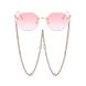 Солнцезащитные очки восьмигранные без оправы c цепочкой Ventus градиент розовые с золотом, Розовый, One Size