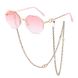 Сонцезахисні окуляри восьмигранні без оправи з ланцюжком Ventus градієнт рожеві із золотом, Рожевий, One Size