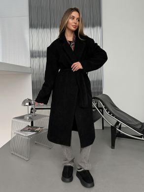 Жіноче пальто Topcoat кашемірове на підкладці прямого крою з поясом чорне 42-46 фото