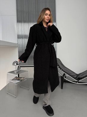 Жіноче пальто Topcoat кашемірове на підкладці прямого крою з поясом чорне 42-46 фото