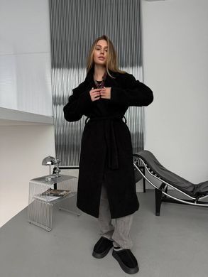 Жіноче пальто Topcoat кашемірове на підкладці прямого крою з поясом чорне 42-46 фото