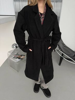 Жіноче пальто Topcoat кашемірове на підкладці прямого крою з поясом чорне 42-46 фото