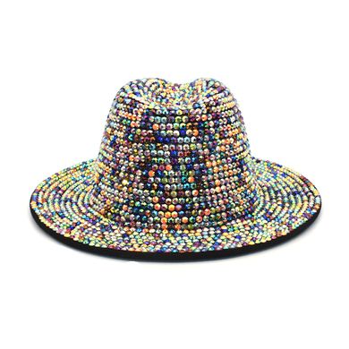 Шляпа Федора унисекс Crystal с камнями и устойчивыми полями мультиколор фото