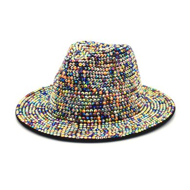 Шляпа Федора унисекс Crystal с камнями и устойчивыми полями мультиколор фото