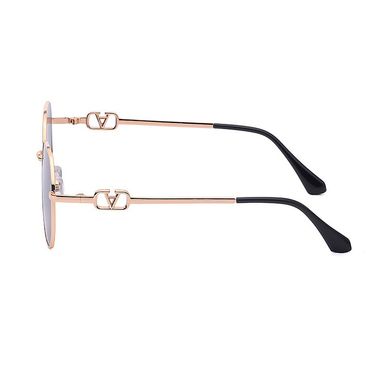 Сонцезахисні окуляри восьмигранні з ланцюжком Retro чорні із золотом фото