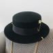 Шляпа женская фетровая Канотье с металлическим декором и цепочкой черная, Нет в наличии, Черный, One Size