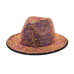 Шляпа Федора унисекс Crystal с камнями и устойчивыми полями красная фото