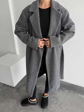 Жіноче пальто Topcoat кашемірове на підкладці прямого крою з поясом сіре 42-46 фото