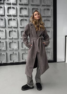 Жіноче пальто Topcoat кашемірове на підкладці прямого крою з поясом шоколад 42-46 фото