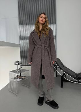 Жіноче пальто Topcoat кашемірове на підкладці прямого крою з поясом шоколад 42-46 фото