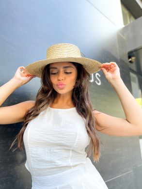 Шляпа женская летняя канотье с широкими полями 10см фото