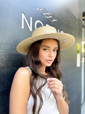 Шляпа женская летняя канотье с широкими полями 10см фото