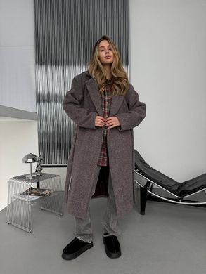 Жіноче пальто Topcoat кашемірове на підкладці прямого крою з поясом шоколад 42-46 фото