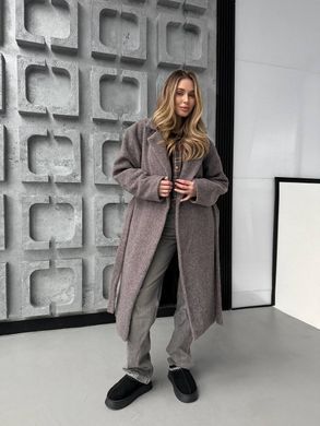 Жіноче пальто Topcoat кашемірове на підкладці прямого крою з поясом шоколад 42-46 фото
