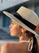 Шляпа женская летняя канотье с широкими полями 8см и лентой
