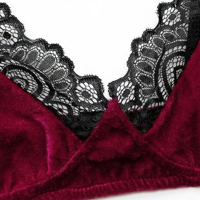 Жіноча піжама оксамитова Velvet: ліф та шорти бордова фото