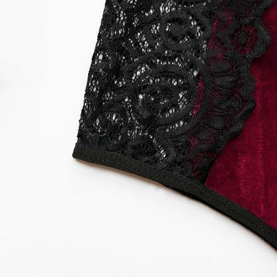 Жіноча піжама оксамитова Velvet: ліф та шорти бордова фото