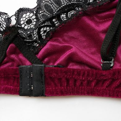 Женская пижама бархатная Velvet: лиф и шорты бордовая фото