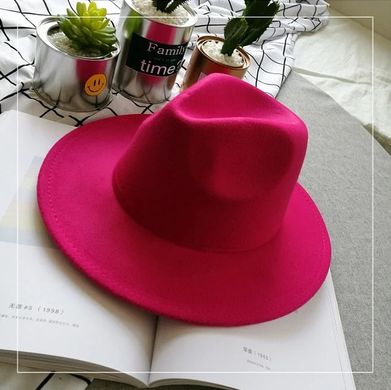 Шляпа унисекс Федора с устойчивыми полями малиновая (фуксия) фото