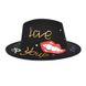 Шляпа Федора унисекс Graffiti Love с устойчивыми полями черная, Нет в наличии, Черный, One Size