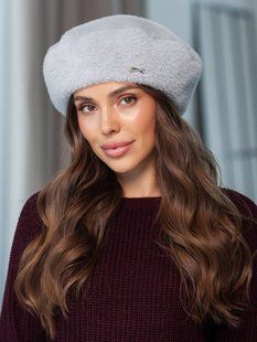 Женский берет Alpaca из экомеха серый фото