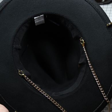 Капелюх жіночий Федора Calabria з металевим декором і ланцюжком чорна фото