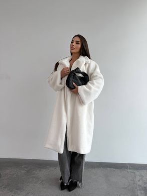 Жіноча шуба Mink з екохутра під норку довга з поясом молочна 42-48 фото