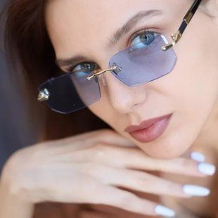 Солнцезащитные очки унисекс без оправы Trend голубые с золотом фото