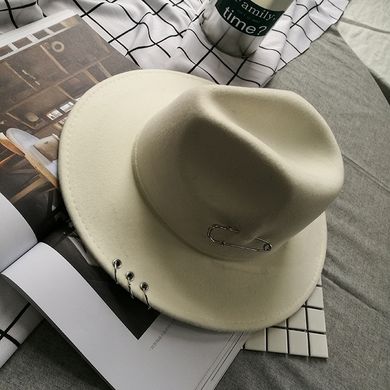 Шляпа унисекс Федора с устойчивыми полями и металлическим декором черная фото