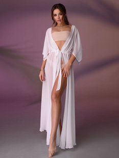 Жіноча довга пляжна туніка Long з шифону біла 42-50 (S-XXL) фото