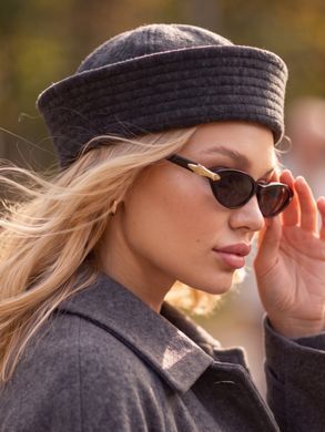 Шапка морячка Cashmere из кашемира с отворотом серая фото