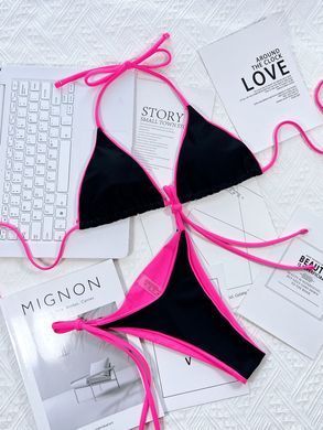 Купальник роздільний Spotty із зав'язками чорний з рожевим фото