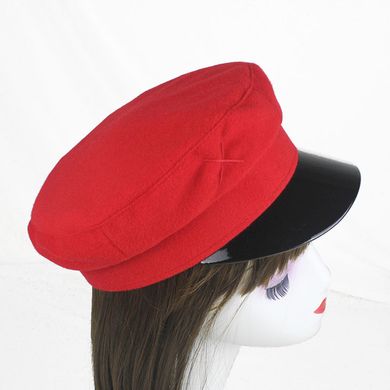 Жіночий картуз, кепі, кашкет з лаковим козирком червоний фото