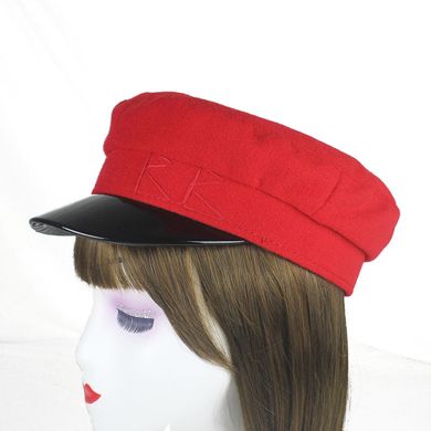 Жіночий картуз, кепі, кашкет з лаковим козирком червоний фото