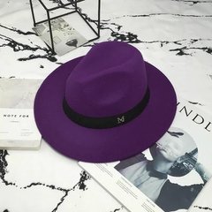 Капелюх унісекс Федора з стійкими полями і стрічкою фіолетовий фото